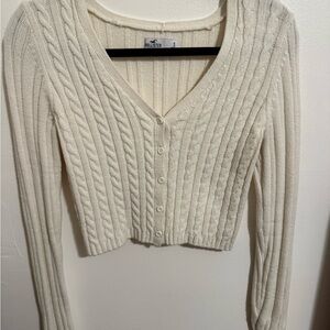 Hollister Women's Ivory Cable Knit Cardigan